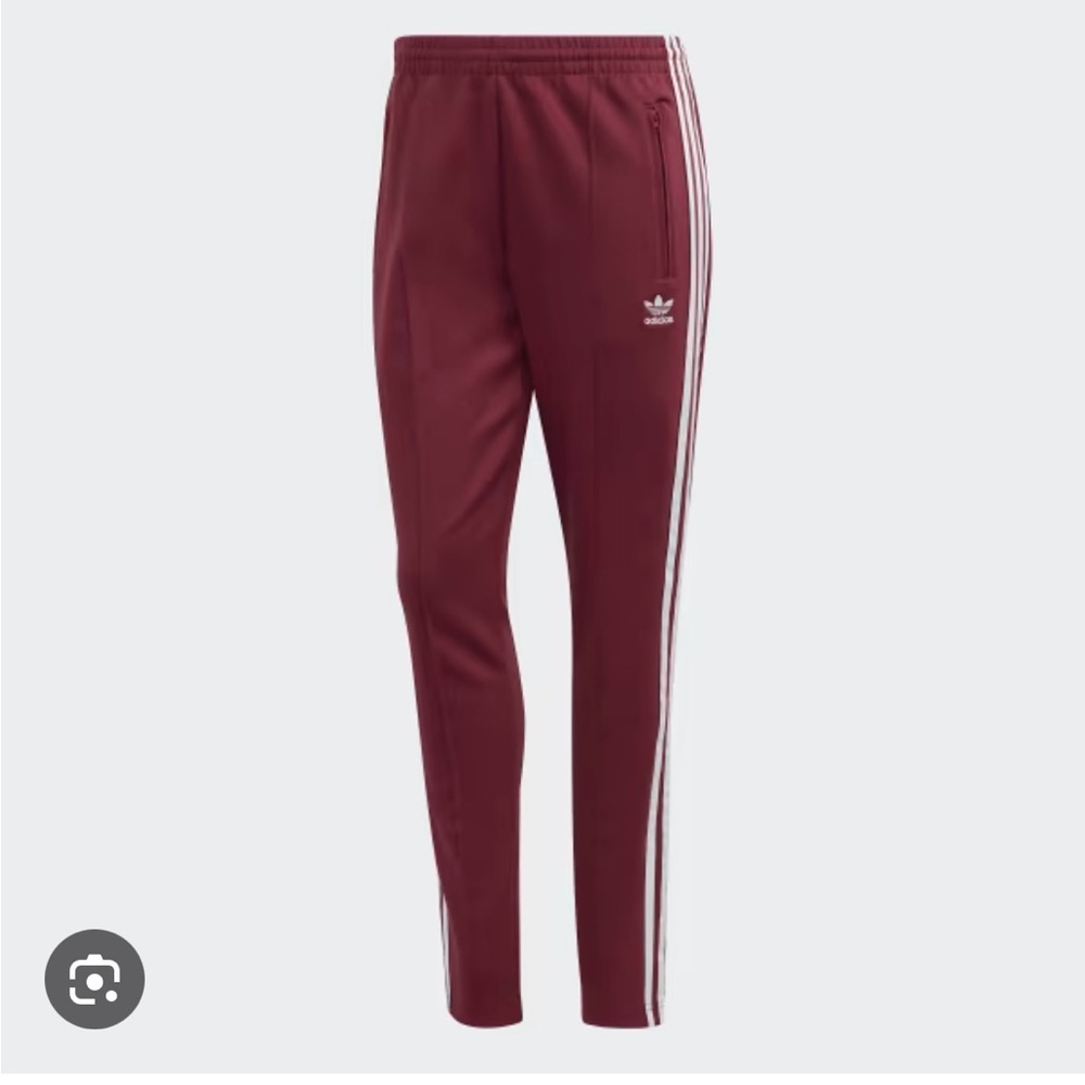 Adidas Burgundy Track Pants with White Accents